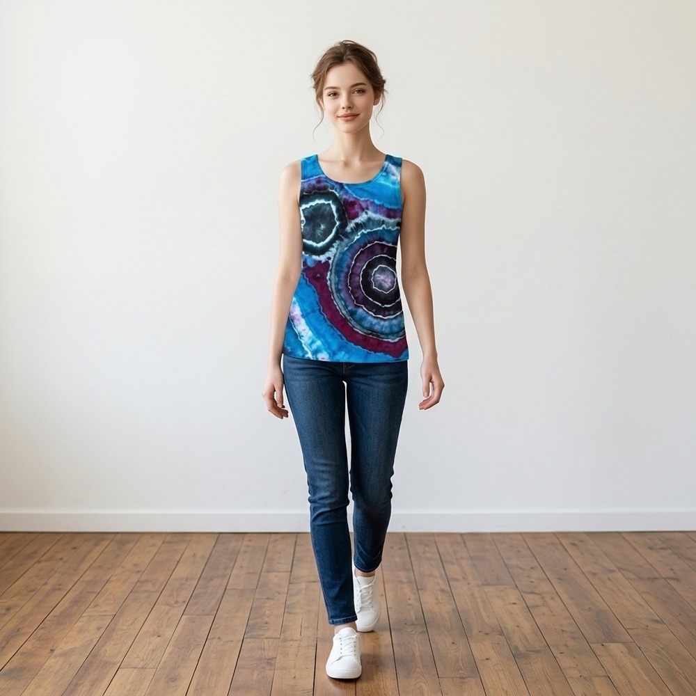 Handmade Ice Dyed Geode Tank Top NWT LARGE TALL